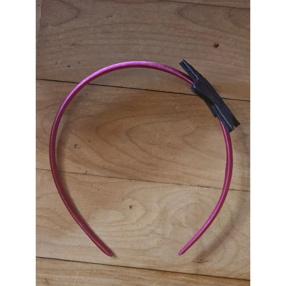 Girls Pink Satin Headband with Blue Glitter Star Hair Accessory Kids Sparkle